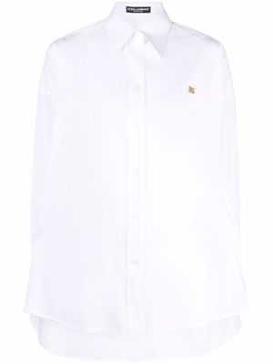 Dolce & Gabbana chemise oversize en coton à plaque logo - Blanc