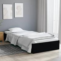 Bedframe massief hout zwart 75x190 cm