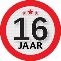 10x 16 Jaar leeftijd stickers rond 9 cm verjaardag versiering - Feeststickers - thumbnail