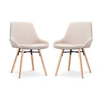 Nolon Nena-Isa Eetkamerstoelen Set van 2 - Beige - Houten Poten