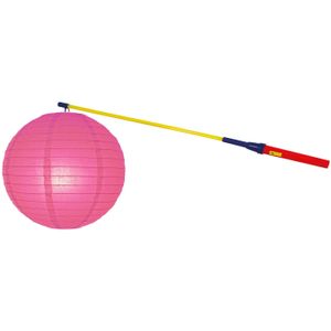 Lampionstokje 50 cm - met lampion - fuchsia roze - D25 cm