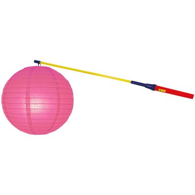 Lampionstokje 50 cm - met lampion - fuchsia roze - D25 cm