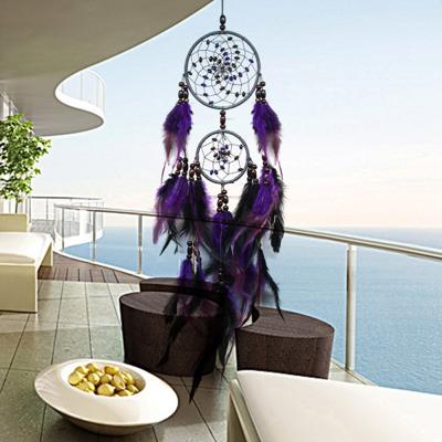 Creatieve weven ambachten paarse Feather kralen Dream Catcher muur opknoping sieraden