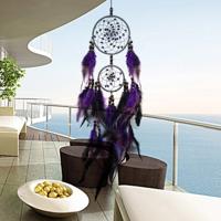 Creatieve weven ambachten paarse Feather kralen Dream Catcher muur opknoping sieraden