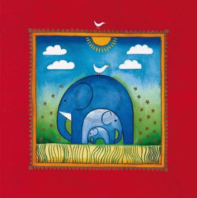 Kunstdruk Linda Edwards - Three little elephants 40x40cm