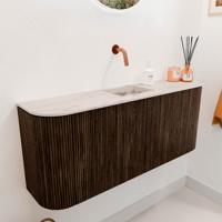Toiletmeubel Mondiaz Joya Dlux | 103.2 cm | Meubelkleur Walnut | Faye wastafel Nata Wasbak Midden | Zonder kraangat(en)