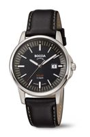 Boccia 3643-02 Horloge Solar Titanium-Leder saffierglas zilverkleurig-zwart 39 mm