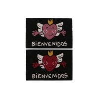 Deurmat DKD Home Decor Rood Zwart Roze Rubber Wit 2 Stuks Kokosvezel (60 x 40 x 1,5 cm)