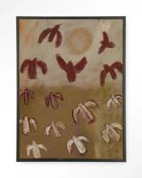 Urban Cotton Wandkleed 'Sunbirds' 145 x 190cm in Floating Frame - black