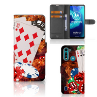 Motorola G8 Power Lite Wallet Case met Pasjes Casino