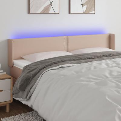 Hoofdbord LED 183x16x78/88 cm kunstleer cappuccinokleurig