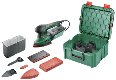 Bosch Groen PSM 200 AES | Multischuurmachine + SystemBox | 200W | Incl. accessoires - 06033B6002