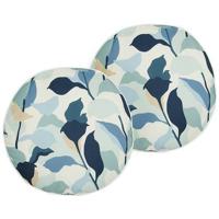 Beliani - VEGLINO - Tuinkussen set van 2 - Blauw - ⌀ 40 cm - Polyester - thumbnail