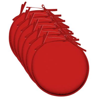 Stof Textile Home stoelkussens - 6x - rood - D40 x H3 cm - voor binnen - rond
