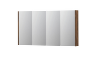 INK SPK2 spiegelkast met 4 dubbelzijdige spiegeldeuren, 4 verstelbare glazen planchetten, stopcontact en schakelaar 140 x 14 x 73 cm, noten