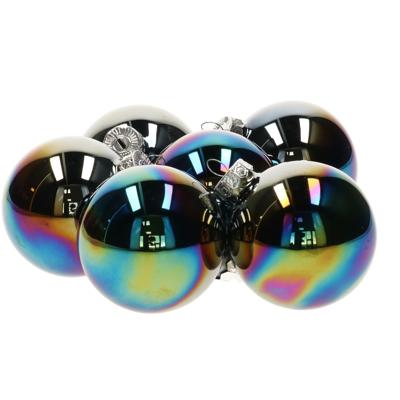 Decoris Kerstballen - 18x stuks - zwart parelmoer - D8 cm - glas - glans en mat - kerstversiering