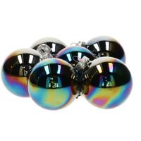 Decoris Kerstballen - 18x stuks - zwart parelmoer - D8 cm - glas - glans en mat - kerstversiering