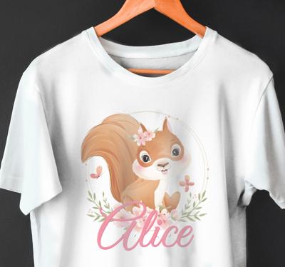 T-shirt baby Schattige eekhoorn voor meisje met naam