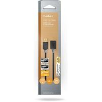 USB-Kabel | USB 2.0 | USB-A Male | USB-A Female | 480 Mbps | Verguld | 3.0 m | Rond | PVC | Antracie