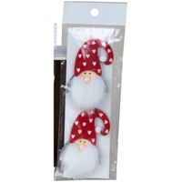 IKO kersthangers/kerstballen -gnomes/kabouters- rood - 2x - vilt   -