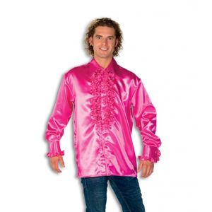 Heren rouche overhemd roze 2XL  -