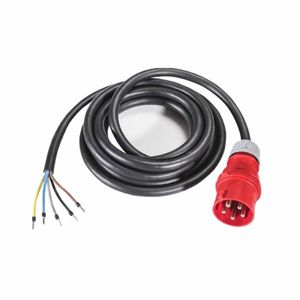 CEE aansluitsnoer 16A 5x2.5 rubberkabel met 5 polige CEE stekker 16A met adereindhulzen