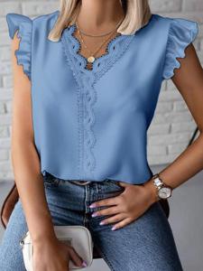 Plain V Neck Casual Shirt