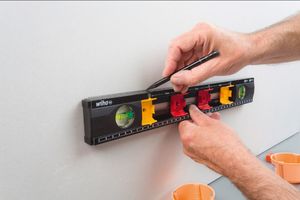 WIHA Elektricienswaterpas 40cm met mm verdeling duimstok en waterpas in een