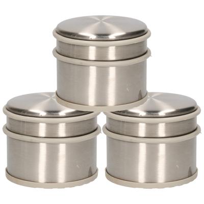 Alpina Deurstopper van 1.1 kilo - 3x stuks - staal - met grijs kunststof rand - 9 x 7 cm