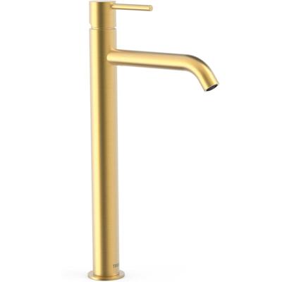Wastafelkraan Tres Study | Opbouw | Mengkraan | Hoog model | 1-knop | Rond | 24k Goud mat