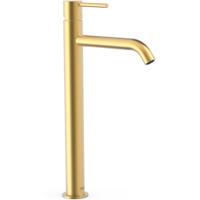 Wastafelkraan Tres Study | Opbouw | Mengkraan | Hoog model | 1-knop | Rond | 24k Goud mat