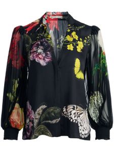 alice + olivia blouse à fleurs imprimées - Noir