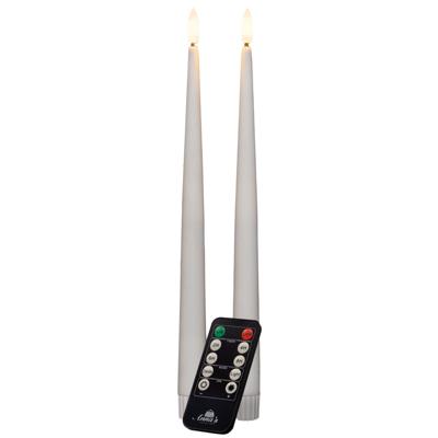 Led dinerkaarsen - 2x st - wit - 30 cm - bewegende vlam - warm wit licht - afstandsbediening