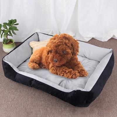 Hond bot patroon grote zachte warme kennel huisdier hond kat mat deken grootte: M 70 × 50 × 15cm (zwart grijs)