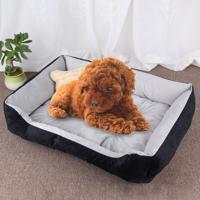 Hond bot patroon grote zachte warme kennel huisdier hond kat mat deken grootte: M 70 × 50 × 15cm (zwart grijs)