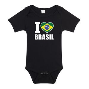 I love Brasil / Brazilie landen rompertje zwart jongens en meisjes 92 (18-24 maanden)  -