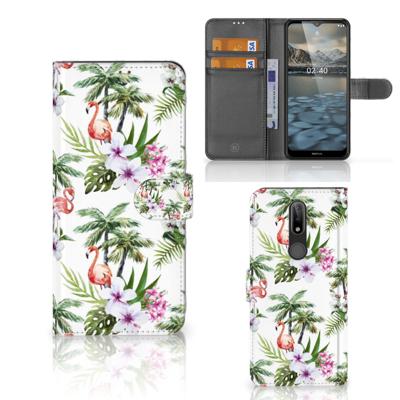 Nokia 2.4 | Telefoonhoesje | Met pasjeshouder | Flamingo Palms