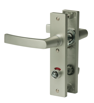 Nemef 3251 WC Ls Beslag kortschild rechthoekig | Blok kruk-kruk | beslagset | geveerd | krukstift 8mm | F1 aluminium | WC72 | draairichting links -