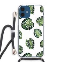 Tropische bladeren: iPhone 12 Transparant Hoesje met koord