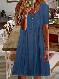 Denim Plain Casual Dress