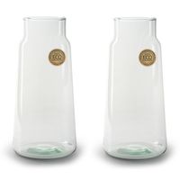 Set van 2x stuks bloemenvazen - Eco glas transparant - H30 x D14.5 cm