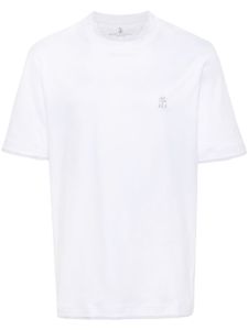 Brunello Cucinelli t-shirt en coton à logo brodé - Blanc