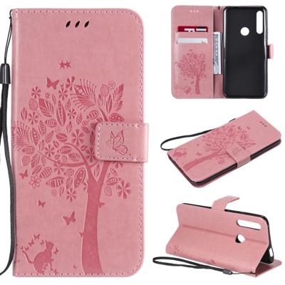 Boom & kat patroon gedrukt afdrukken horizontale Flip PU lederen draagtas met houder & kaartsleuven & portemonnee & Lanyard voor Huawei P Smart Z/Y9 P