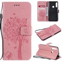Boom & kat patroon gedrukt afdrukken horizontale Flip PU lederen draagtas met houder & kaartsleuven & portemonnee & Lanyard voor Huawei P Smart Z/Y9 P