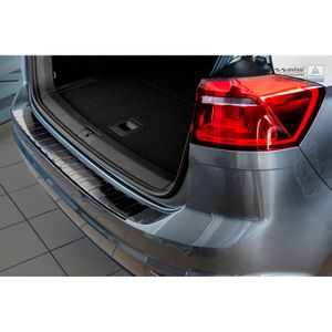 Zwart RVS Bumper beschermer passend voor Volkswagen Golf VII Sportsvan 2014- 'Ribs' AV245031