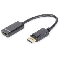 Digitus DB-340400-001-S DisplayPort / HDMI Adapter [1x DisplayPort stekker - 1x HDMI-bus] Zwart Rond, Afgeschermd (dubbel), Afsluitbaar 15.00 cm - thumbnail