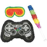 Verjaardag Pinata Game controller - 43 cm - met stok en masker - versiering