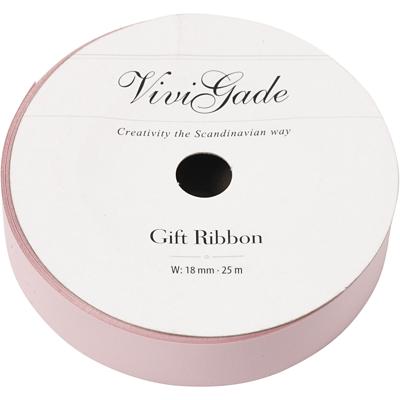 Creativ Company Cadeaulint, b: 18 mm, matt, lichtrood, 25 m/ 1 rol