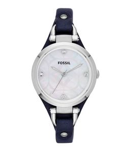Horlogeband Fossil ES3417 Onderliggend Leder Blauw 8mm
