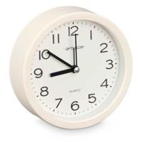 Wekker/alarmklok Good Morning - wit - kunststof - dia 12 cm - staand - rond